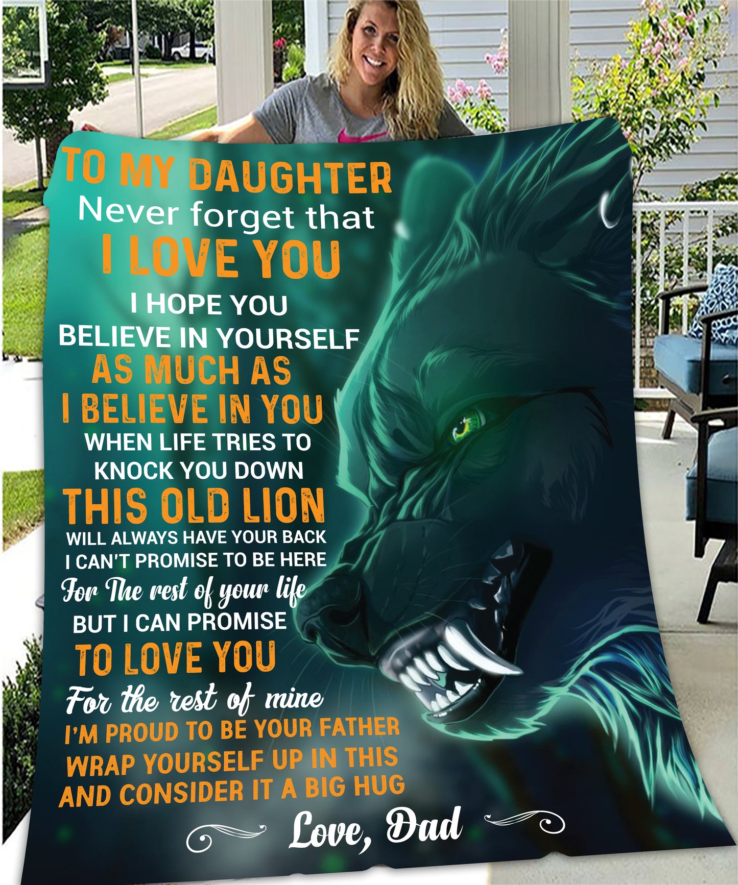 to my daughter blanket from dad, lion