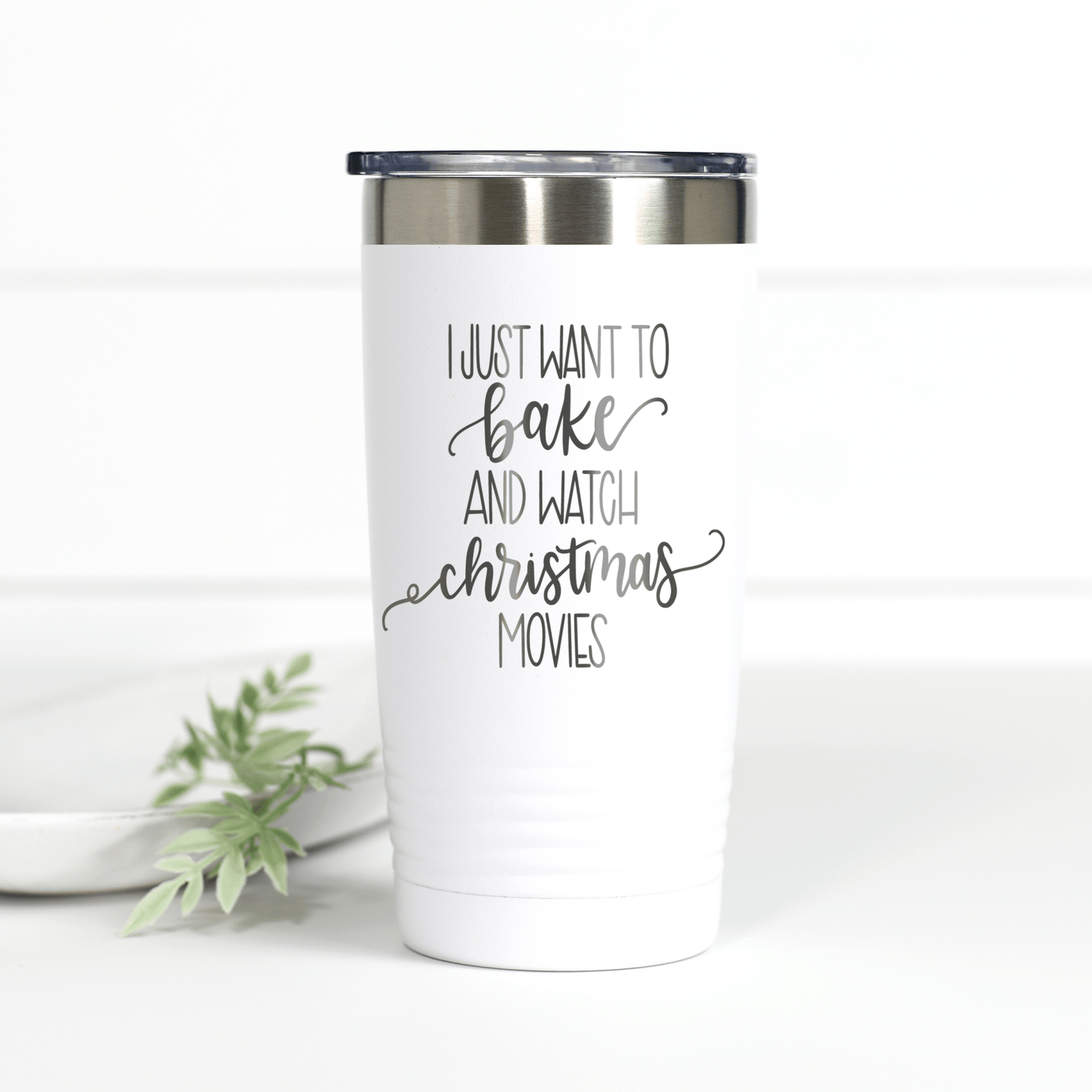 Bake Stuff and Watch Christmas Movies 20 oz Engraved Tumbler - Ever Trendy Essentials