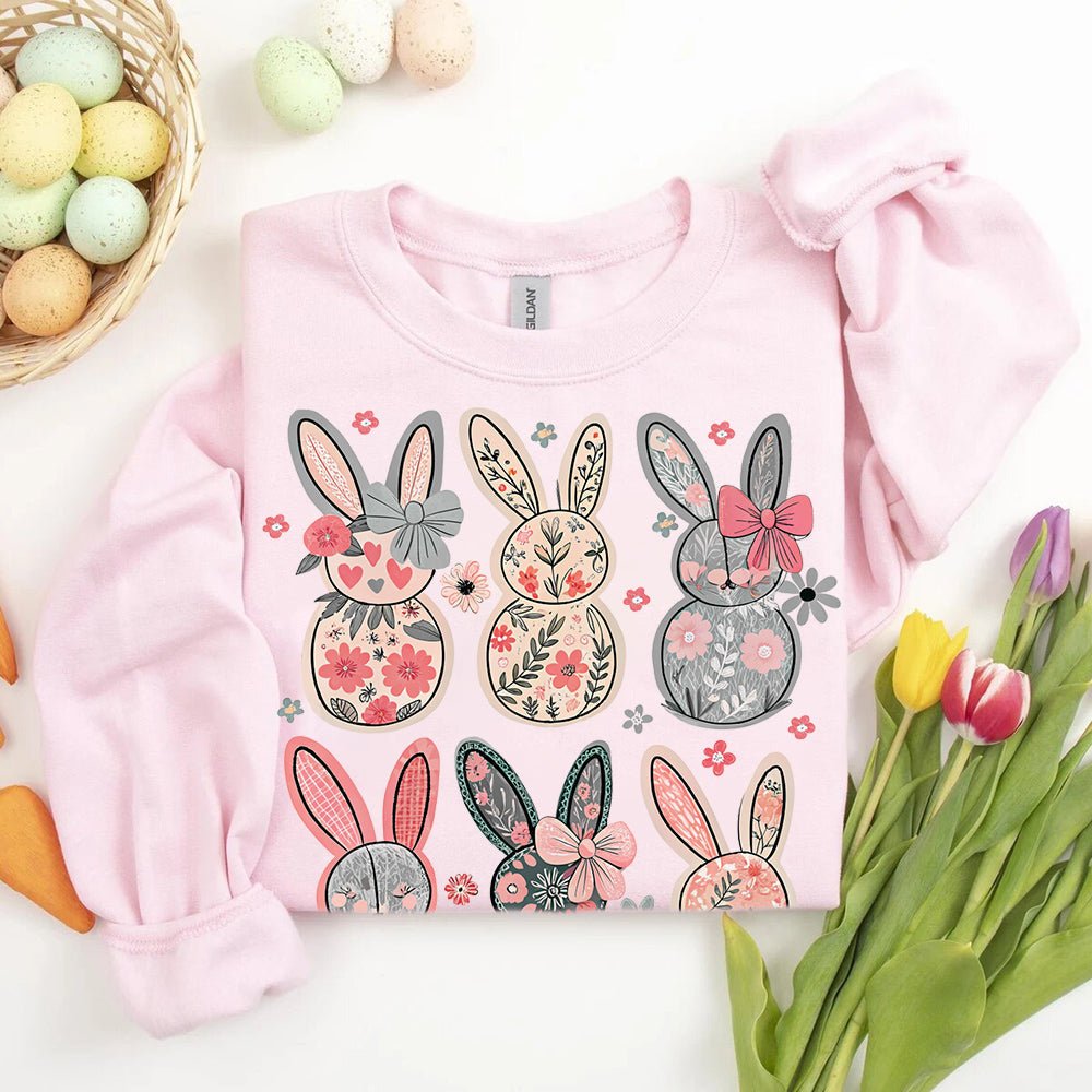 Coquette Easter Bunny Floral Sweatshirts - Ever Trendy Essentials