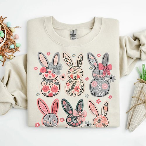 Coquette Easter Bunny Floral Sweatshirts - Ever Trendy Essentials