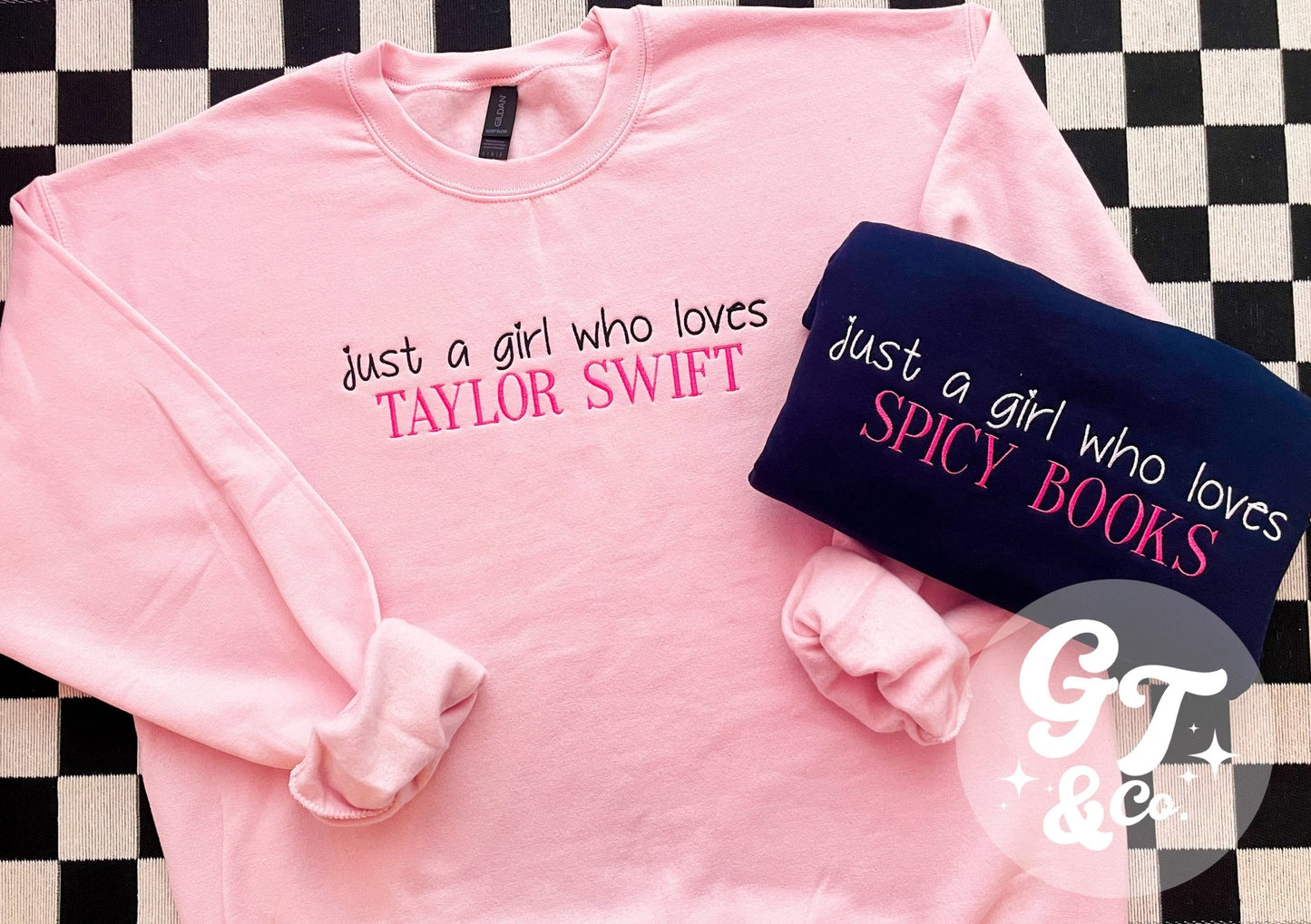 Custom Just A Girl Embroidered Crewneck *MADE TO ORDER 10 - 15 BIZ DAYS* - Ever Trendy Essentials