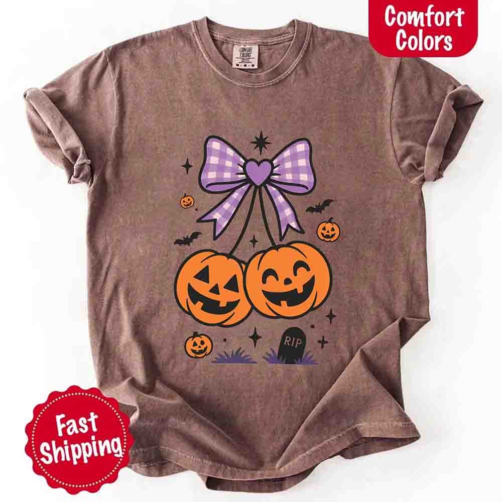 Halloween Cherries Comfort Colors Shirt – Trendy Pumpkin Tee - Ever Trendy Essentials