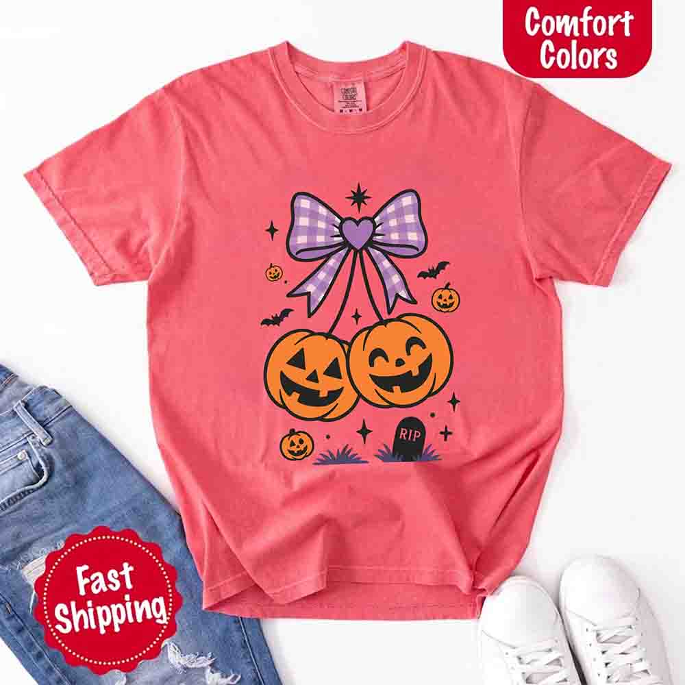 Halloween Cherries Comfort Colors Shirt – Trendy Pumpkin Tee - Ever Trendy Essentials