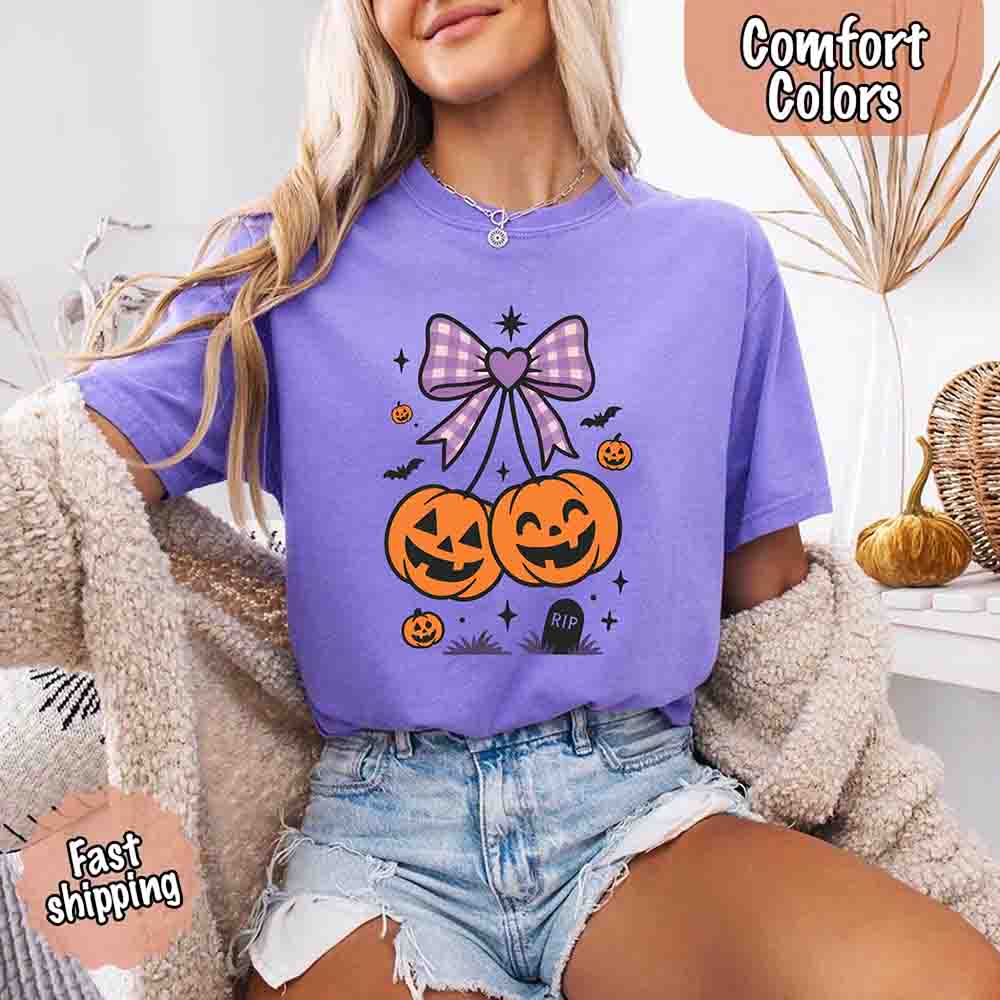Halloween Cherries Comfort Colors Shirt – Trendy Pumpkin Tee - Ever Trendy Essentials