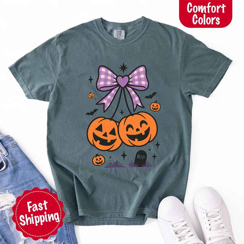Halloween Cherries Comfort Colors Shirt – Trendy Pumpkin Tee - Ever Trendy Essentials