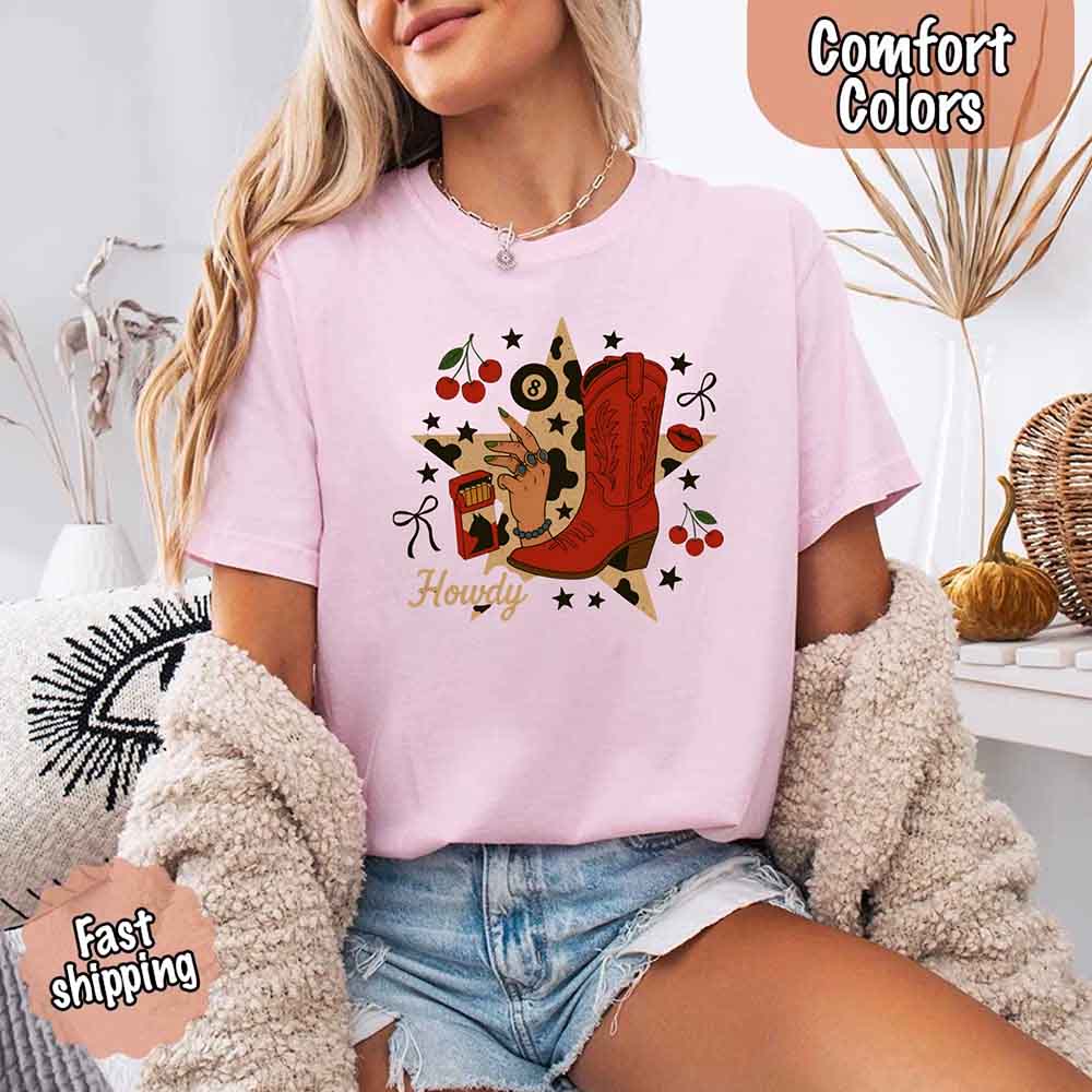 Howdy Cowgirl Star Collage Color Comfort Shirt - Ever Trendy Essentials