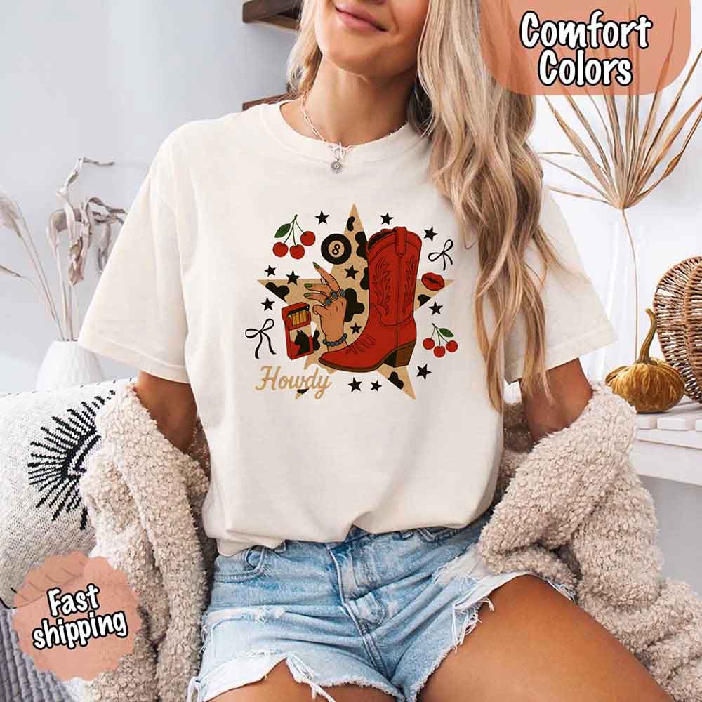 Howdy Cowgirl Star Collage Color Comfort Shirt - Ever Trendy Essentials