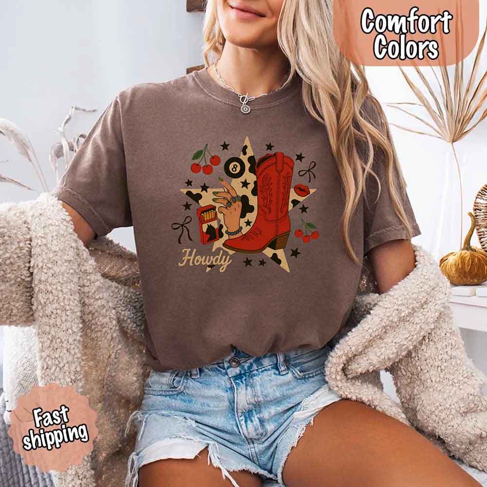 Howdy Cowgirl Star Collage Color Comfort Shirt - Ever Trendy Essentials