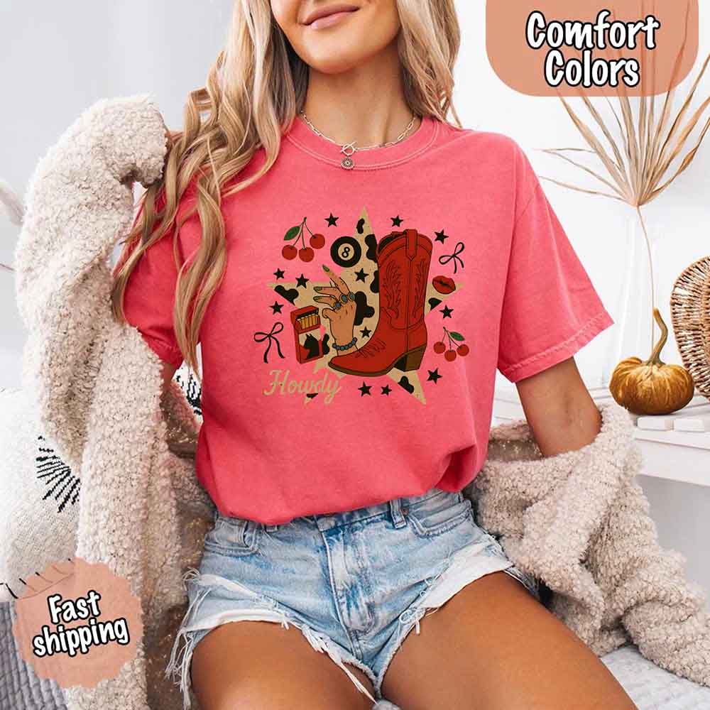Howdy Cowgirl Star Collage Color Comfort Shirt - Ever Trendy Essentials