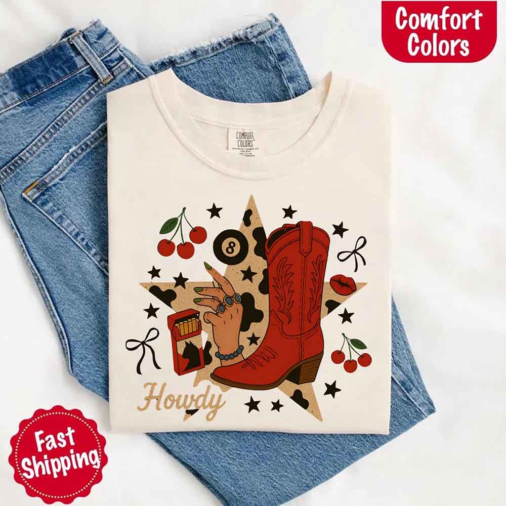 Howdy Cowgirl Star Collage Color Comfort Shirt - Ever Trendy Essentials