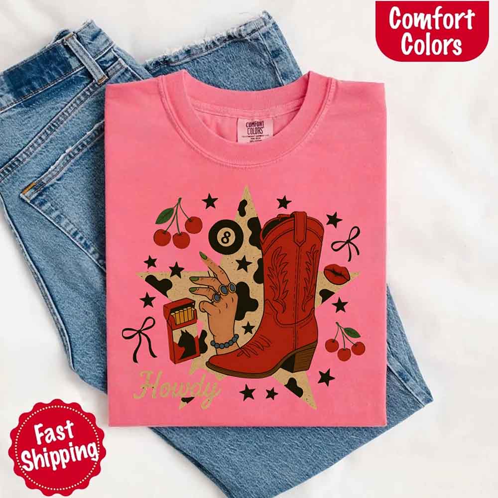 Howdy Cowgirl Star Collage Color Comfort Shirt - Ever Trendy Essentials