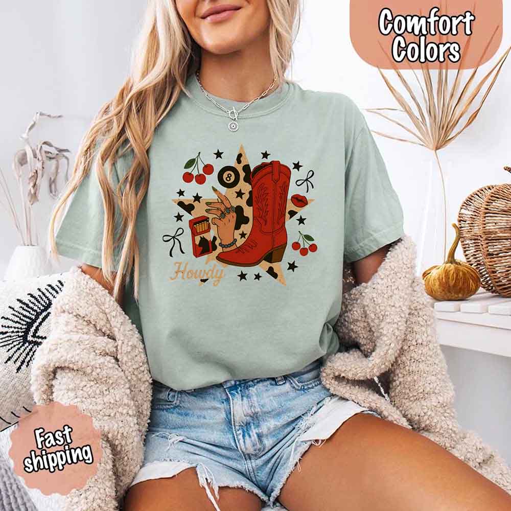Howdy Cowgirl Star Collage Color Comfort Shirt - Ever Trendy Essentials