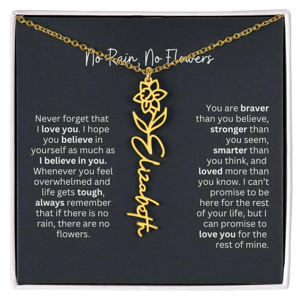 Personalized Flower Name Necklace