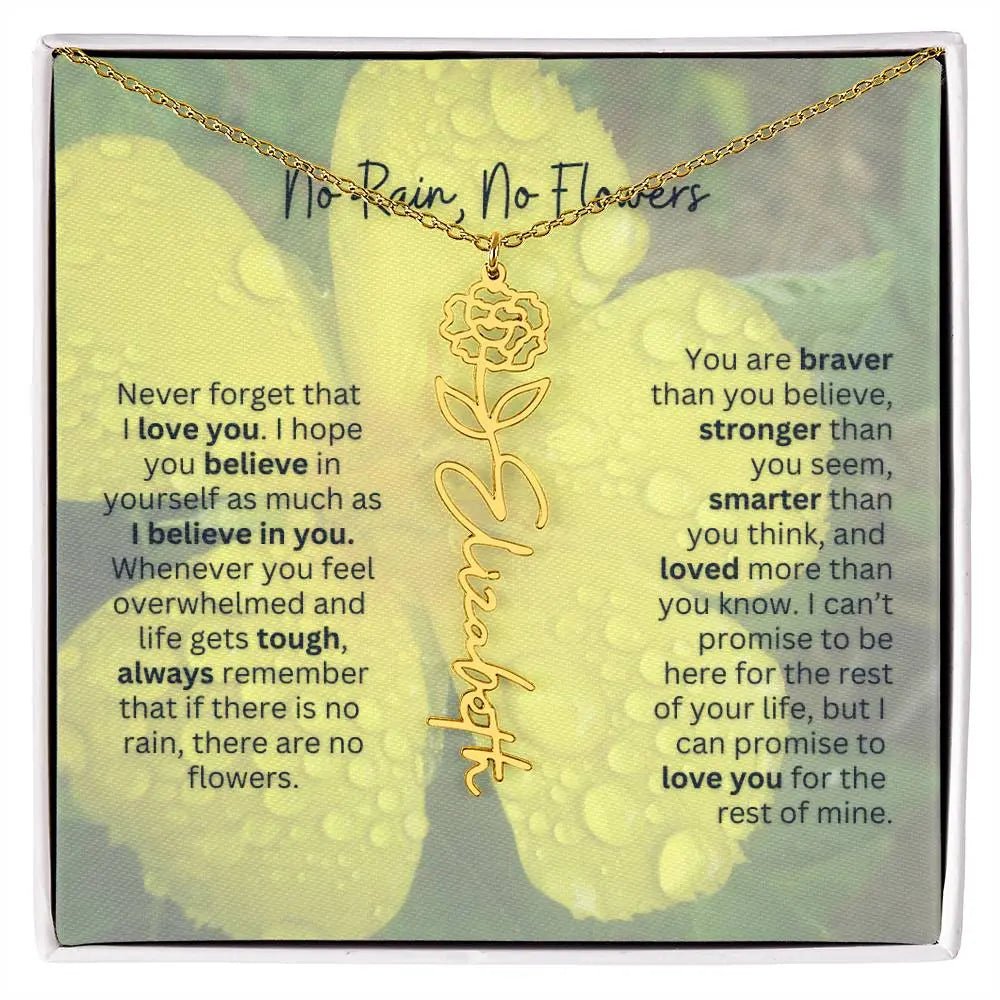 No Rain - No Flowers | Birth Necklace | Name Necklace | Beautiful Jewelry for Women: Mom, Wife, Sister, Granddaughter, and Bonus Daughter - Ever Trendy Essentials