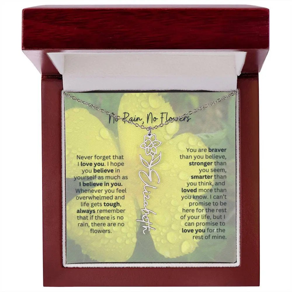 No Rain - No Flowers | Birth Necklace | Name Necklace | Beautiful Jewelry for Women: Mom, Wife, Sister, Granddaughter, and Bonus Daughter - Ever Trendy Essentials