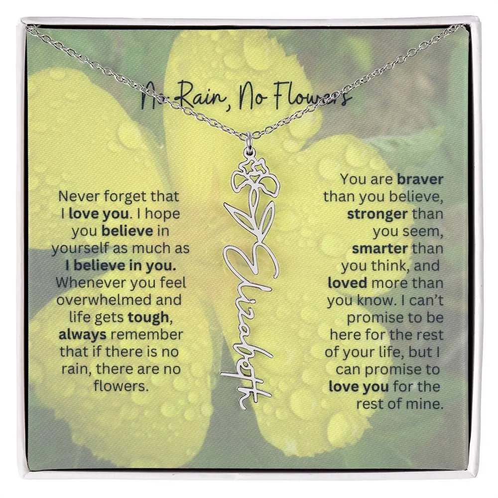 No Rain - No Flowers | Birth Necklace | Name Necklace | Beautiful Jewelry for Women: Mom, Wife, Sister, Granddaughter, and Bonus Daughter - Ever Trendy Essentials