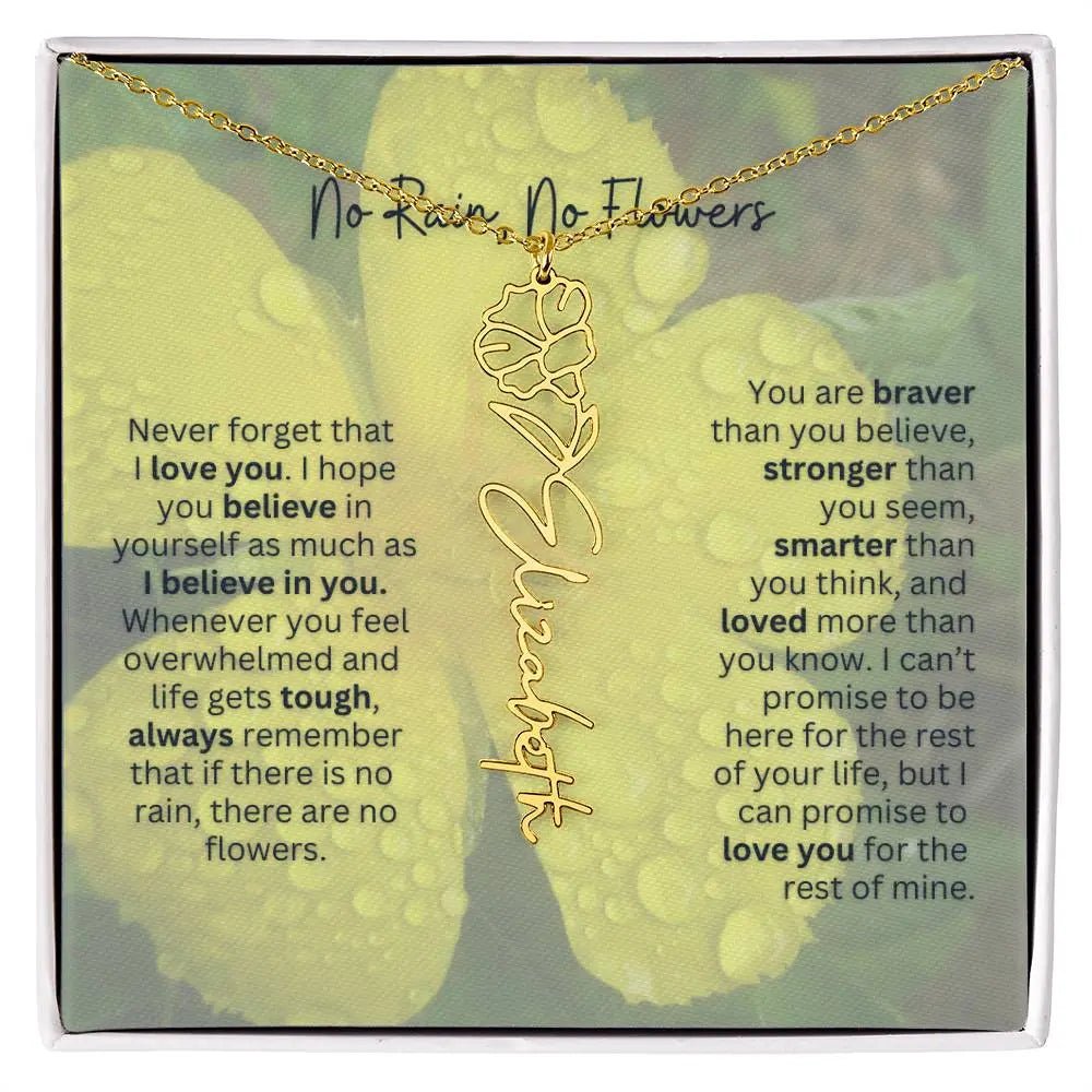 No Rain - No Flowers | Birth Necklace | Name Necklace | Beautiful Jewelry for Women: Mom, Wife, Sister, Granddaughter, and Bonus Daughter - Ever Trendy Essentials