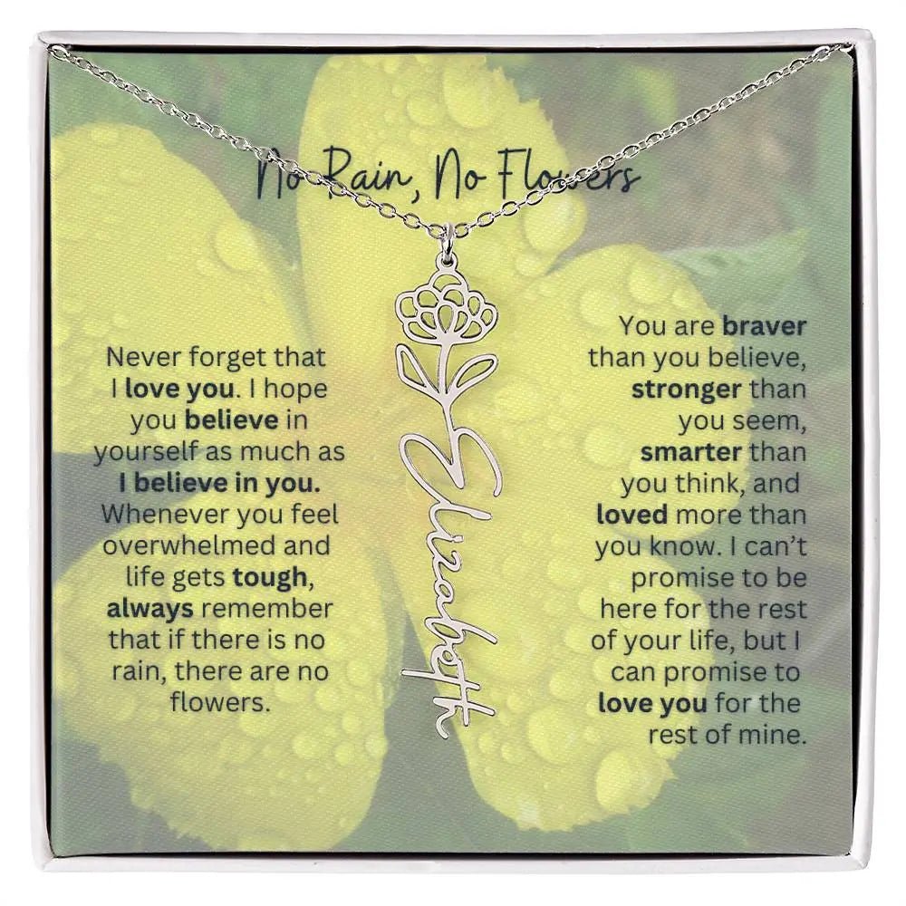 No Rain - No Flowers | Birth Necklace | Name Necklace | Beautiful Jewelry for Women: Mom, Wife, Sister, Granddaughter, and Bonus Daughter - Ever Trendy Essentials