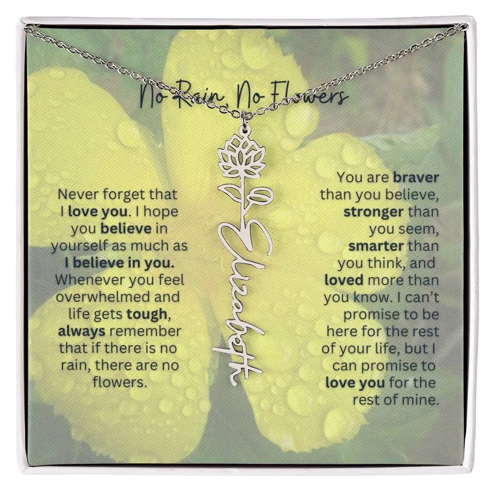 No Rain - No Flowers | Birth Necklace | Name Necklace | Beautiful Jewelry for Women: Mom, Wife, Sister, Granddaughter, and Bonus Daughter - Ever Trendy Essentials