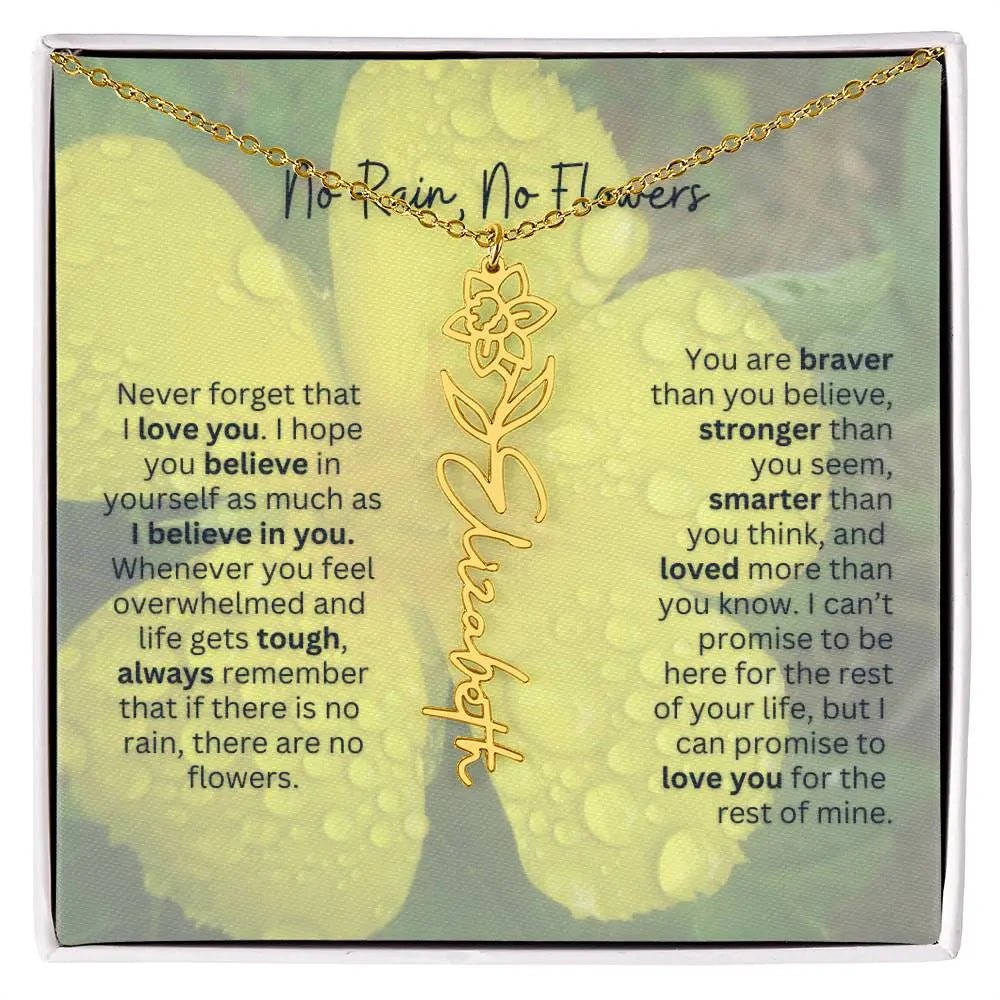 No Rain - No Flowers | Birth Necklace | Name Necklace | Beautiful Jewelry for Women: Mom, Wife, Sister, Granddaughter, and Bonus Daughter - Ever Trendy Essentials