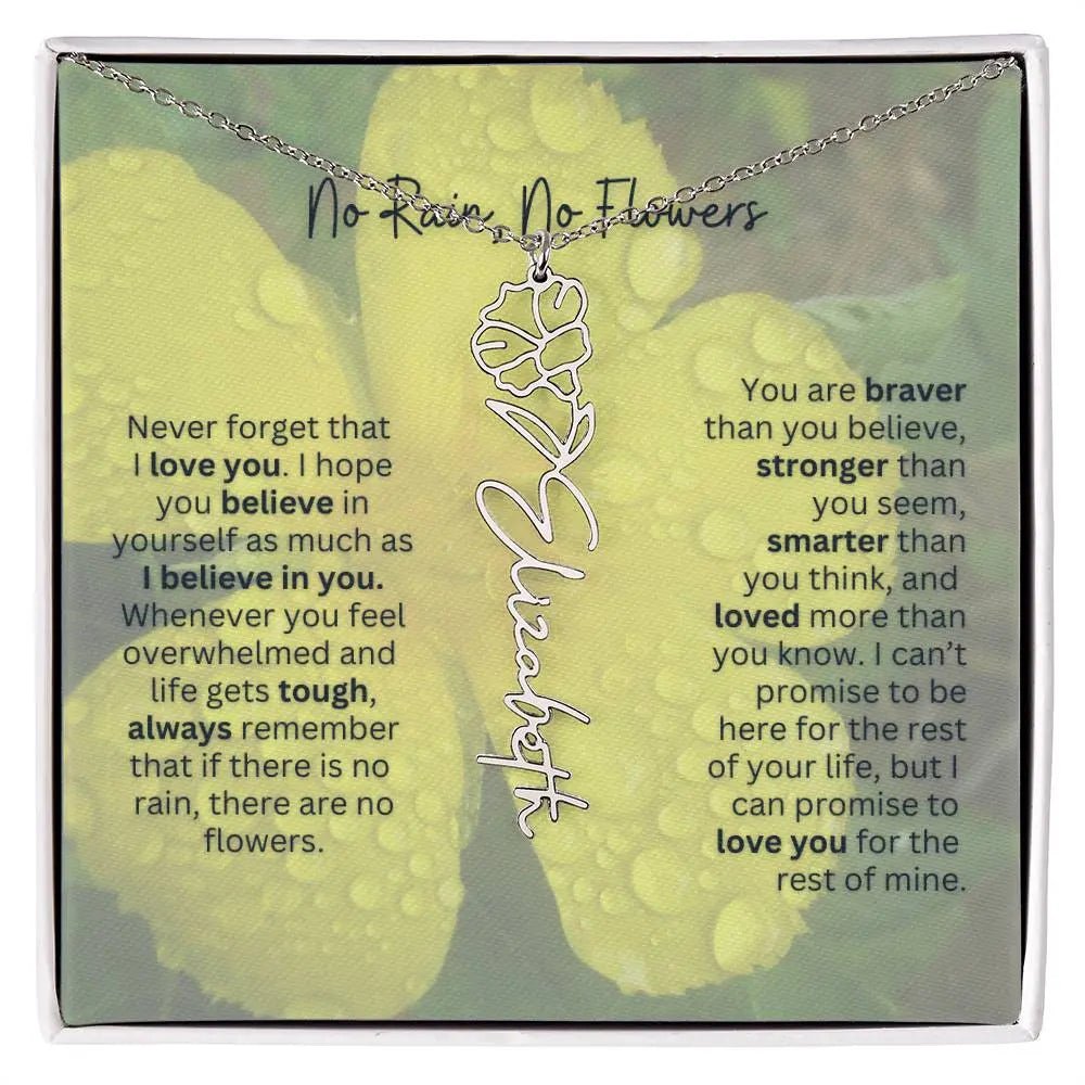 No Rain - No Flowers | Birth Necklace | Name Necklace | Beautiful Jewelry for Women: Mom, Wife, Sister, Granddaughter, and Bonus Daughter - Ever Trendy Essentials