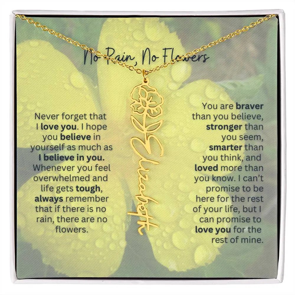 No Rain - No Flowers | Birth Necklace | Name Necklace | Beautiful Jewelry for Women: Mom, Wife, Sister, Granddaughter, and Bonus Daughter - Ever Trendy Essentials