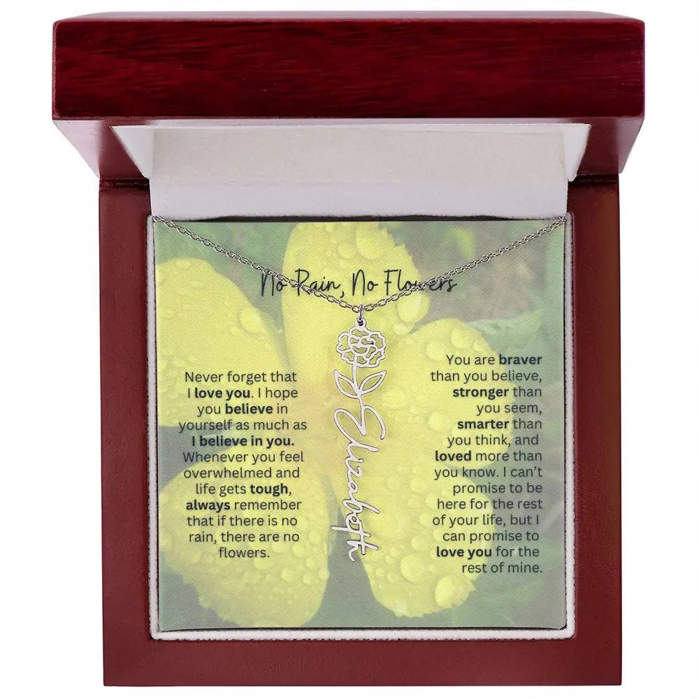 No Rain - No Flowers | Birth Necklace | Name Necklace | Beautiful Jewelry for Women: Mom, Wife, Sister, Granddaughter, and Bonus Daughter - Ever Trendy Essentials