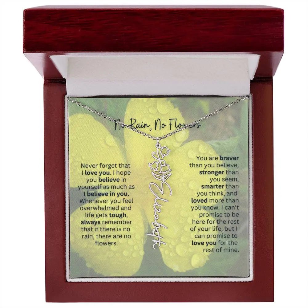 No Rain - No Flowers | Birth Necklace | Name Necklace | Beautiful Jewelry for Women: Mom, Wife, Sister, Granddaughter, and Bonus Daughter - Ever Trendy Essentials