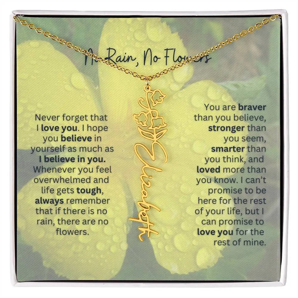 No Rain - No Flowers | Birth Necklace | Name Necklace | Beautiful Jewelry for Women: Mom, Wife, Sister, Granddaughter, and Bonus Daughter - Ever Trendy Essentials