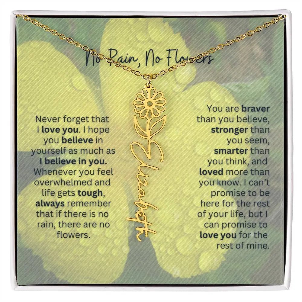 No Rain - No Flowers | Birth Necklace | Name Necklace | Beautiful Jewelry for Women: Mom, Wife, Sister, Granddaughter, and Bonus Daughter - Ever Trendy Essentials