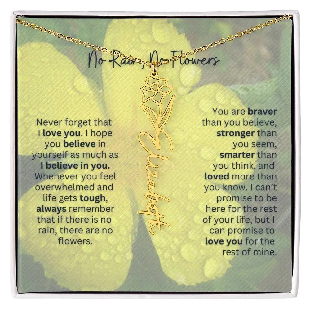 No Rain - No Flowers | Birth Necklace | Name Necklace | Beautiful Jewelry for Women: Mom, Wife, Sister, Granddaughter, and Bonus Daughter - Ever Trendy Essentials