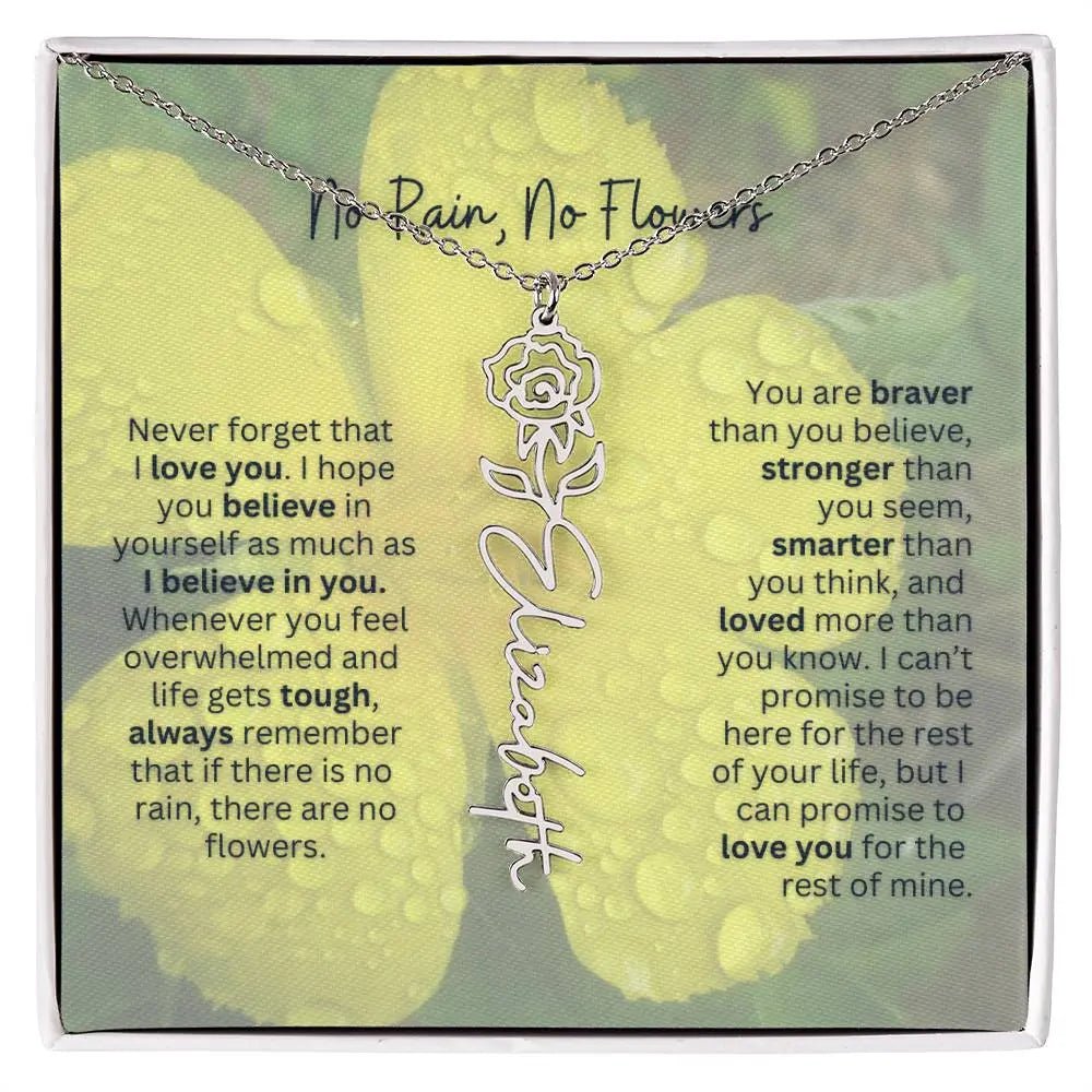 No Rain - No Flowers | Birth Necklace | Name Necklace | Beautiful Jewelry for Women: Mom, Wife, Sister, Granddaughter, and Bonus Daughter - Ever Trendy Essentials