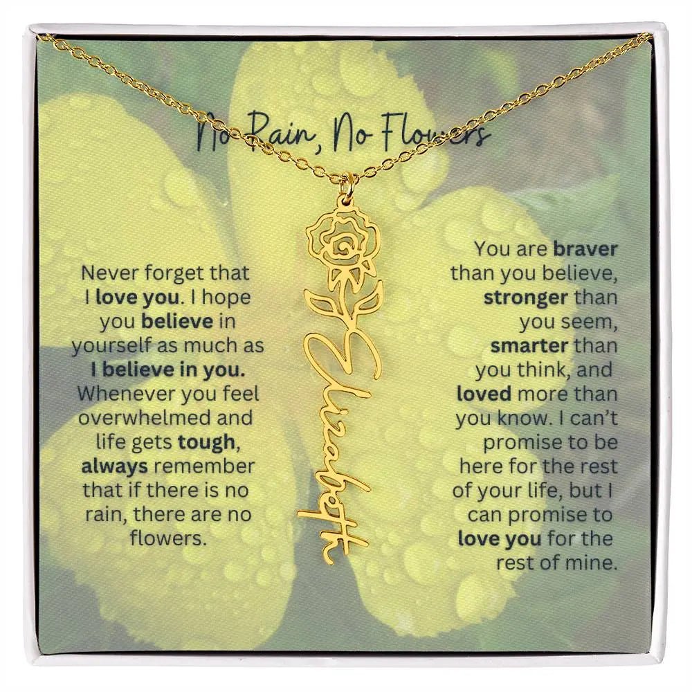 No Rain - No Flowers | Birth Necklace | Name Necklace | Beautiful Jewelry for Women: Mom, Wife, Sister, Granddaughter, and Bonus Daughter - Ever Trendy Essentials