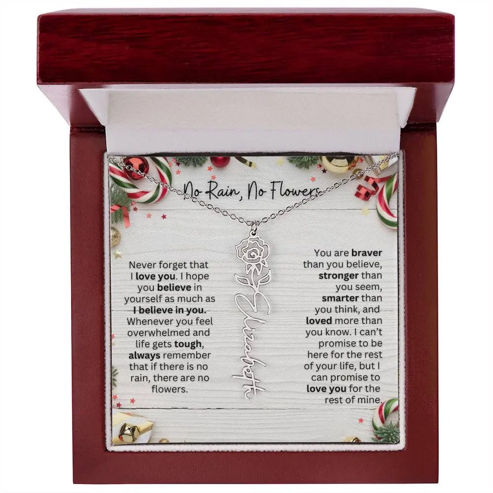 No Rain - No Flowers | Birth Necklace | Name Necklace | Christmas Gift for Mom, Wife, Daughter, Sister, Best Friend, Girlfriend, Aunt, and Grandma - Ever Trendy Essentials