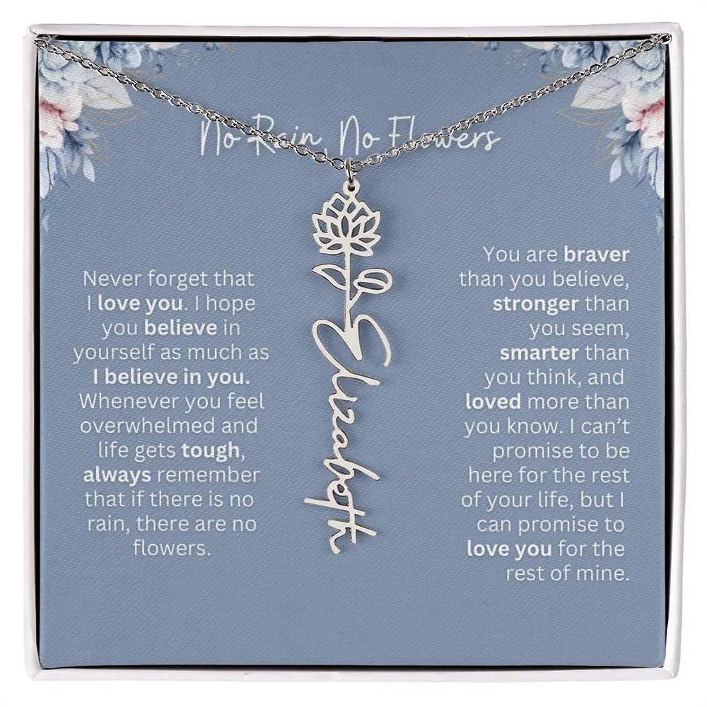 No Rain - No Flowers | Birth Necklace | Name Necklace | Custom Gift from Dad to Daughter and Bonus Daughter - Ever Trendy Essentials