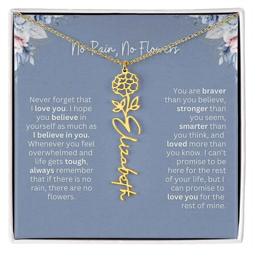 No Rain - No Flowers | Birth Necklace | Name Necklace | Custom Gift from Dad to Daughter and Bonus Daughter - Ever Trendy Essentials