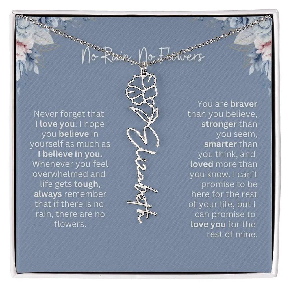 No Rain - No Flowers | Birth Necklace | Name Necklace | Custom Gift from Dad to Daughter and Bonus Daughter - Ever Trendy Essentials