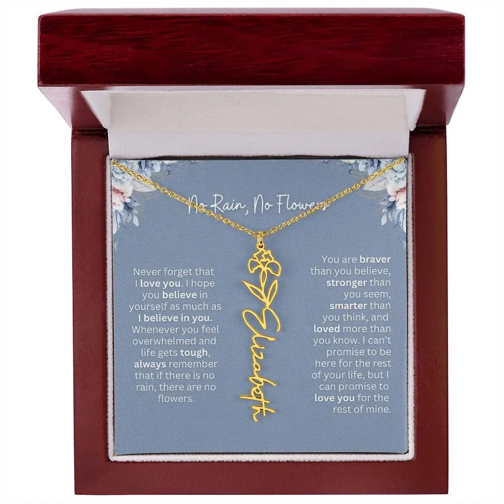 No Rain - No Flowers | Birth Necklace | Name Necklace | Custom Gift from Dad to Daughter and Bonus Daughter - Ever Trendy Essentials