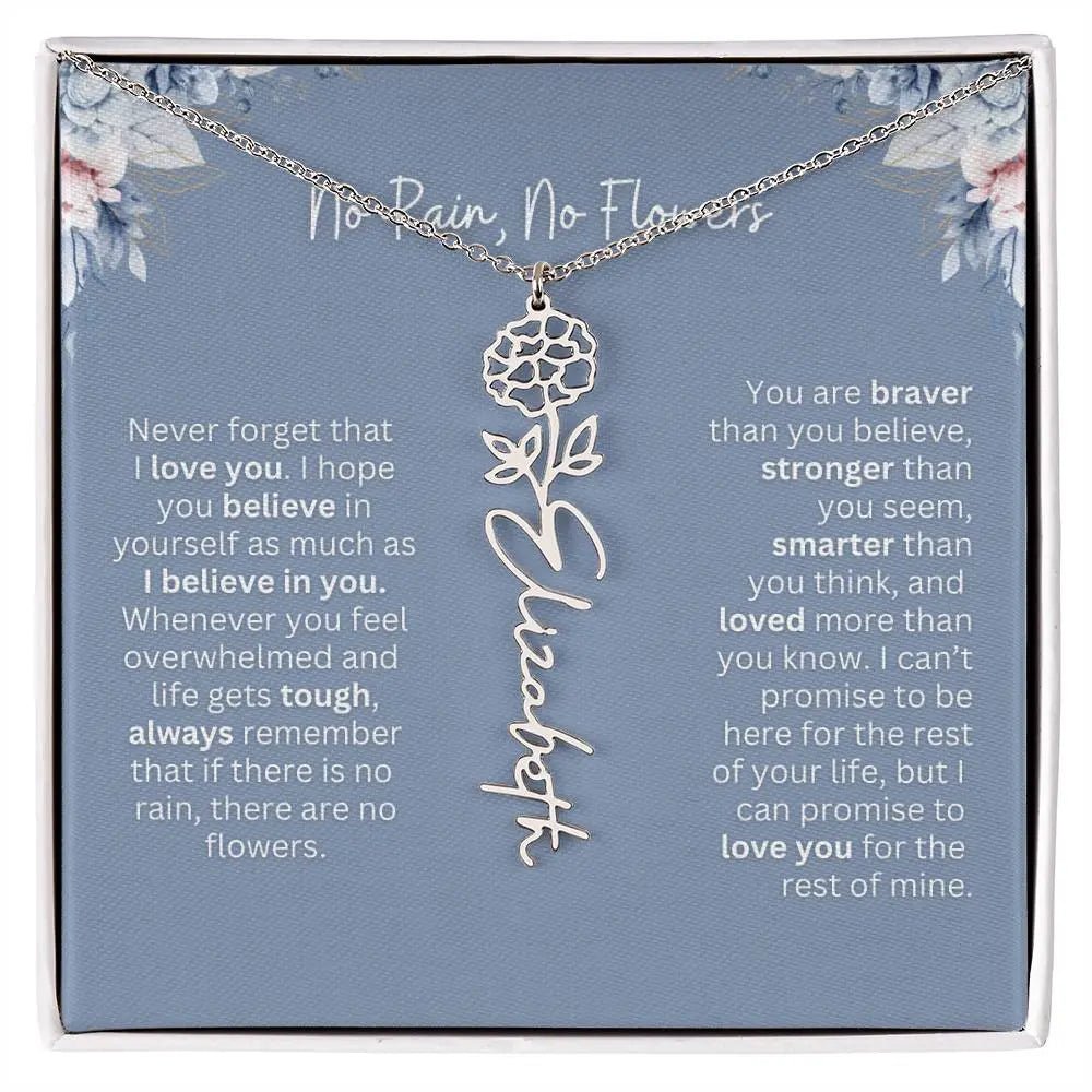 No Rain - No Flowers | Birth Necklace | Name Necklace | Custom Gift from Dad to Daughter and Bonus Daughter - Ever Trendy Essentials