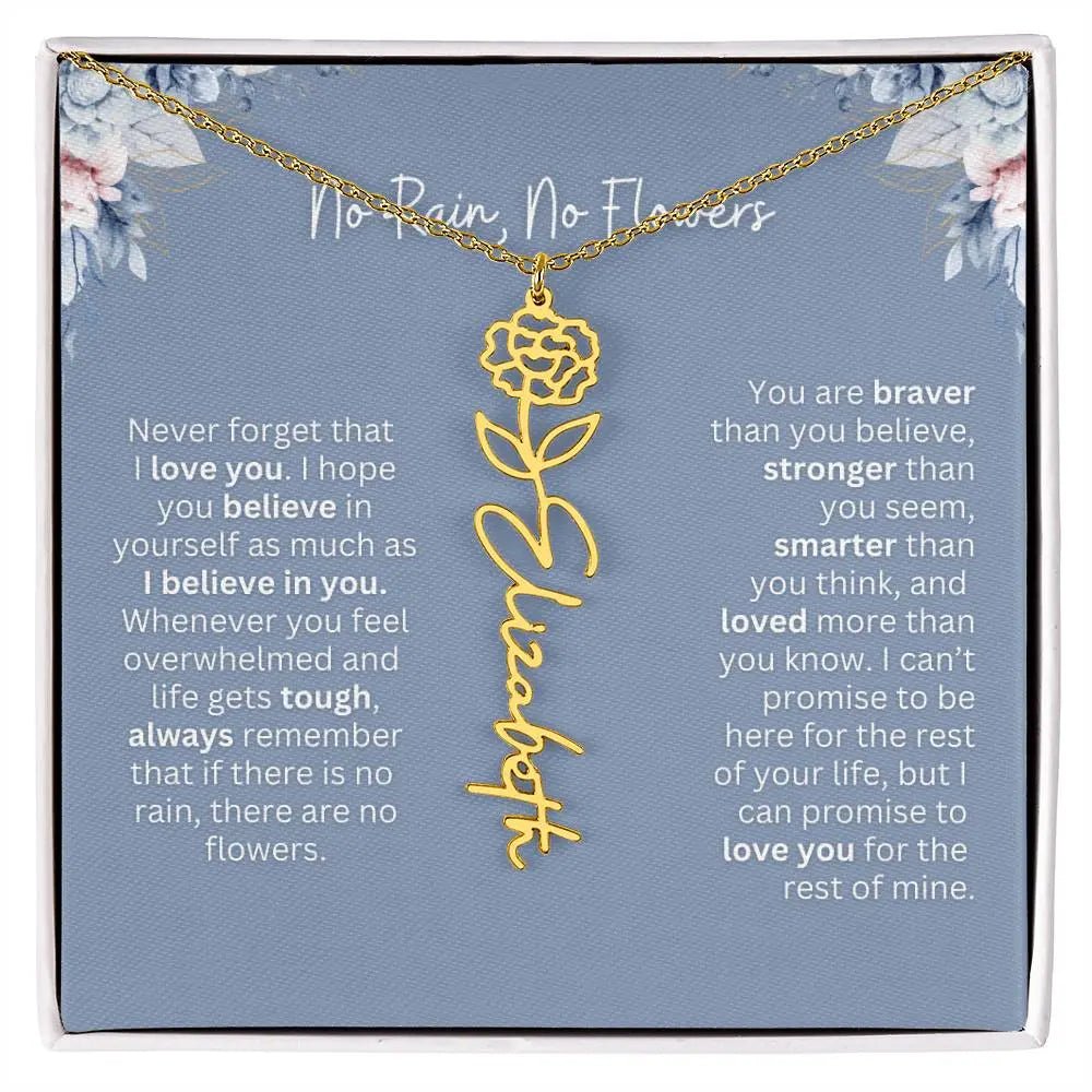 No Rain - No Flowers | Birth Necklace | Name Necklace | Custom Gift from Dad to Daughter and Bonus Daughter - Ever Trendy Essentials