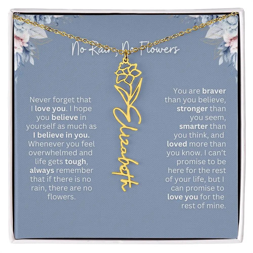 No Rain - No Flowers | Birth Necklace | Name Necklace | Custom Gift from Dad to Daughter and Bonus Daughter - Ever Trendy Essentials