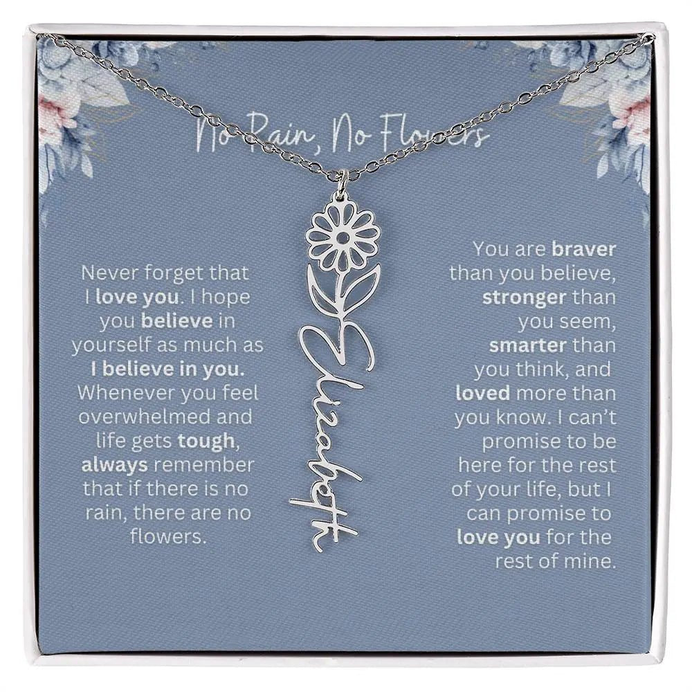 No Rain - No Flowers | Birth Necklace | Name Necklace | Custom Gift from Dad to Daughter and Bonus Daughter - Ever Trendy Essentials