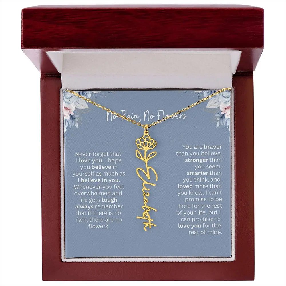 No Rain - No Flowers | Birth Necklace | Name Necklace | Custom Gift from Dad to Daughter and Bonus Daughter - Ever Trendy Essentials