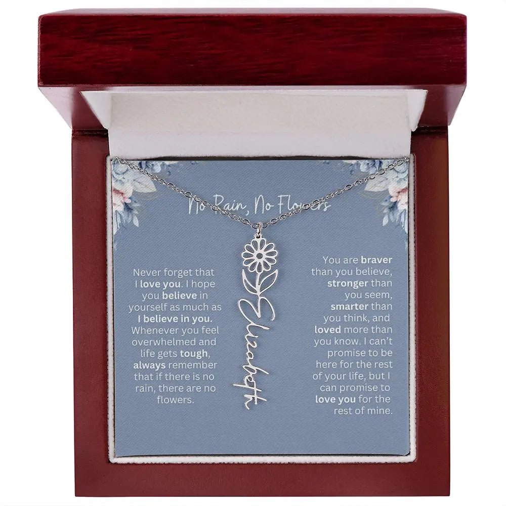 No Rain - No Flowers | Birth Necklace | Name Necklace | Custom Gift from Dad to Daughter and Bonus Daughter - Ever Trendy Essentials