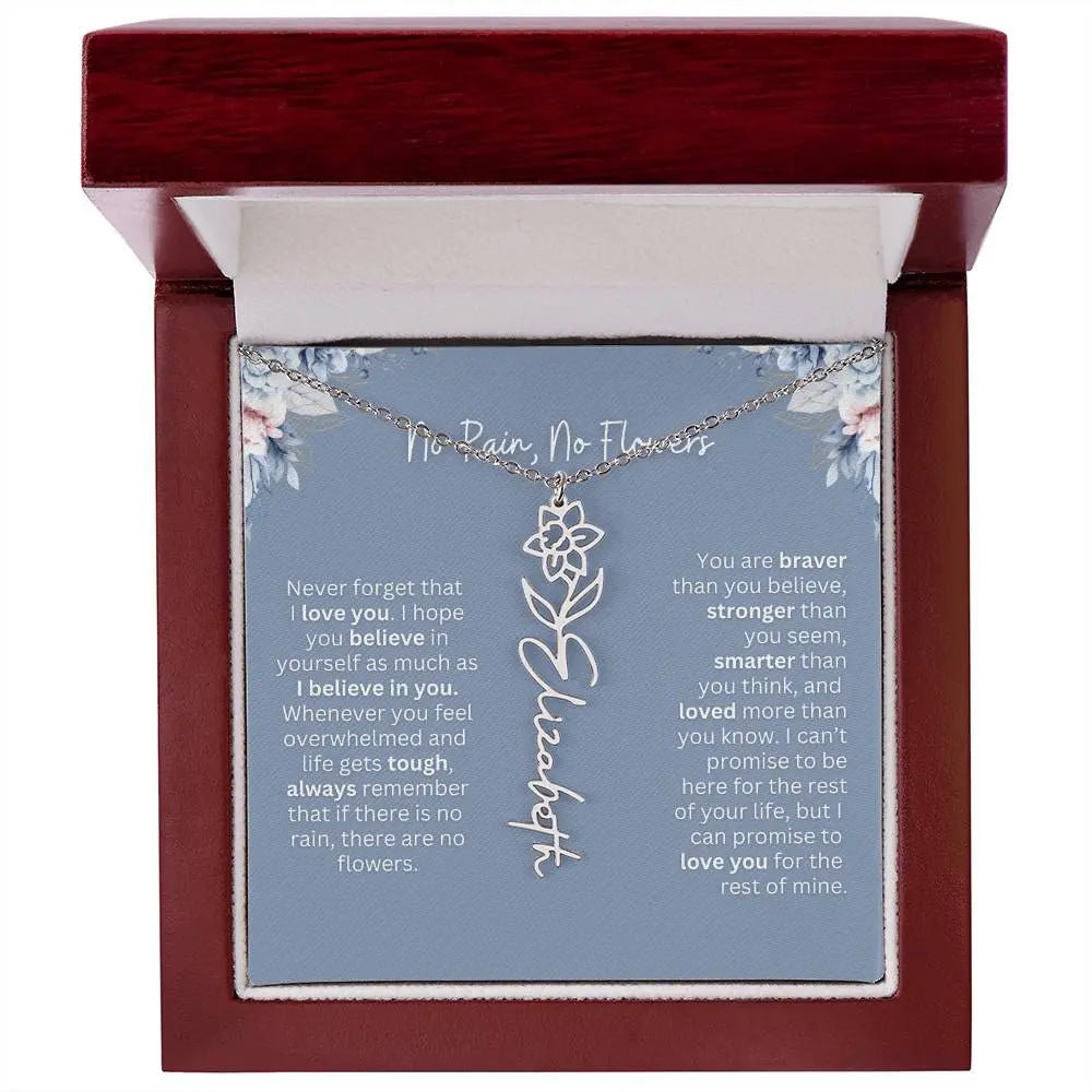 No Rain - No Flowers | Birth Necklace | Name Necklace | Custom Gift from Dad to Daughter and Bonus Daughter - Ever Trendy Essentials