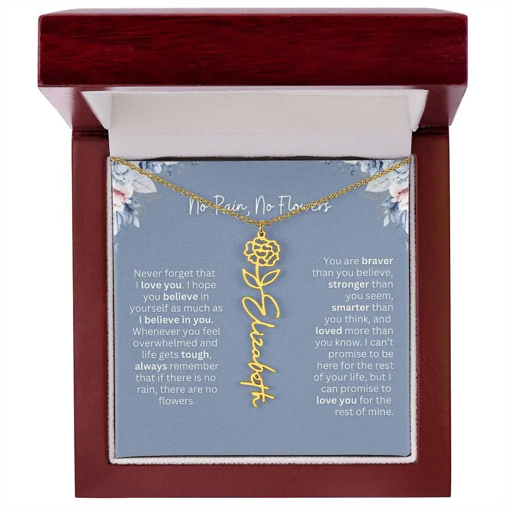 No Rain - No Flowers | Birth Necklace | Name Necklace | Custom Gift from Dad to Daughter and Bonus Daughter - Ever Trendy Essentials