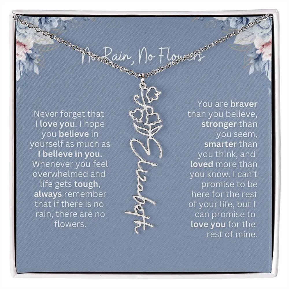 No Rain - No Flowers | Birth Necklace | Name Necklace | Custom Gift from Dad to Daughter and Bonus Daughter - Ever Trendy Essentials