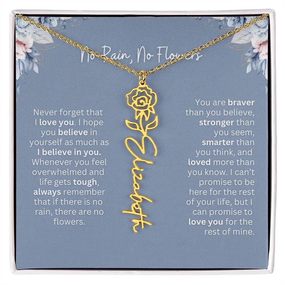 No Rain - No Flowers | Birth Necklace | Name Necklace | Custom Gift from Dad to Daughter and Bonus Daughter - Ever Trendy Essentials