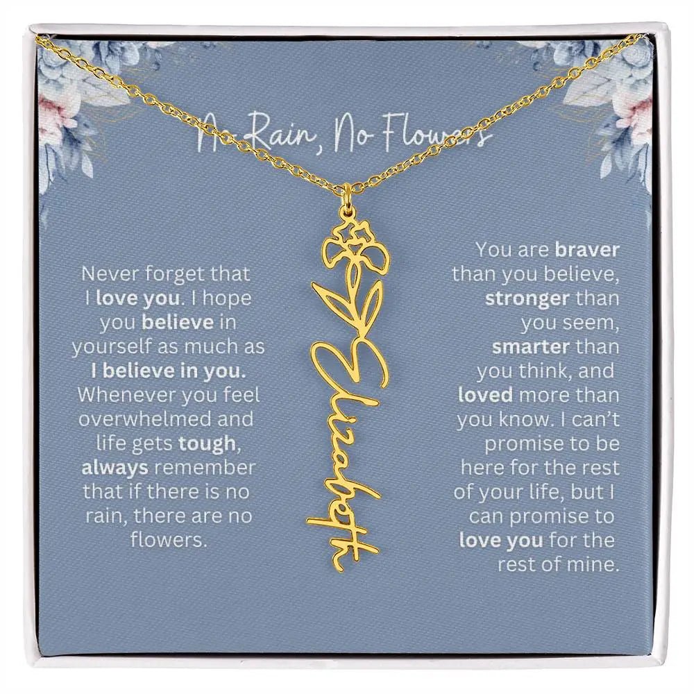 No Rain - No Flowers | Birth Necklace | Name Necklace | Custom Gift from Dad to Daughter and Bonus Daughter - Ever Trendy Essentials
