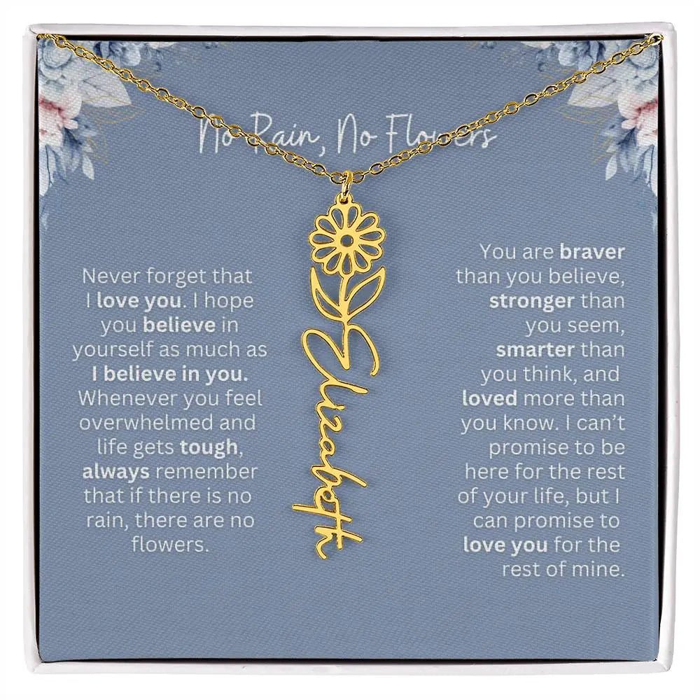 No Rain - No Flowers | Birth Necklace | Name Necklace | Custom Gift from Dad to Daughter and Bonus Daughter - Ever Trendy Essentials